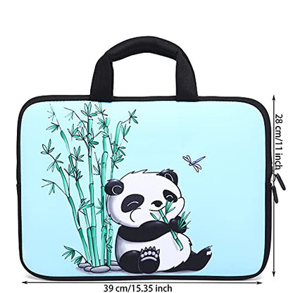 14 15 15.4 15.6 inch Laptop Handle Bag Computer Protect Case Pouch Holder Notebook Sleeve Neoprene Cover Soft Carrying Travel Case For Dell Lenovo Toshiba HP Chromebook ASUS Acer (Panda & Bamboo) - color: Panda & Bamboo