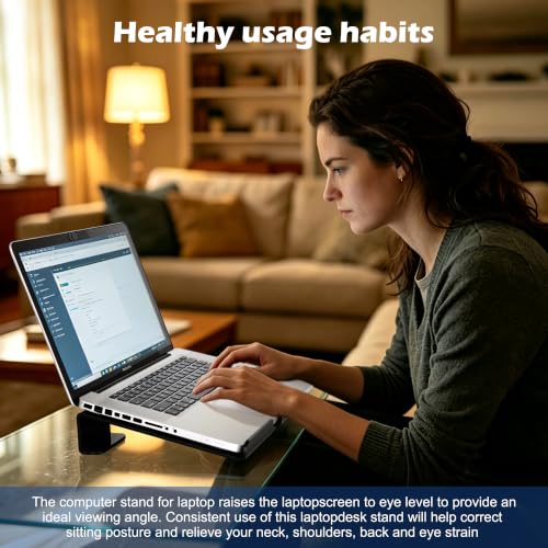 Slim Acrylic Laptop Stand, Black, 11-17Inch | Portable, Ventilated, Desktop Riser for Desk - color: Black