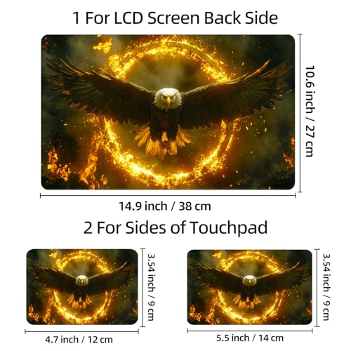 Universal Laptop Skin Sticker Decal, 12"-15.6" Aesthetic Vinyl Wrap, Eagle Fire Ring Epic Waterproof Notebook Cover Art Protector for MacBook HP Dell Lenovo, Fits 13" 14" 15" 15.6" - color: Eagle Fire Ring Epic