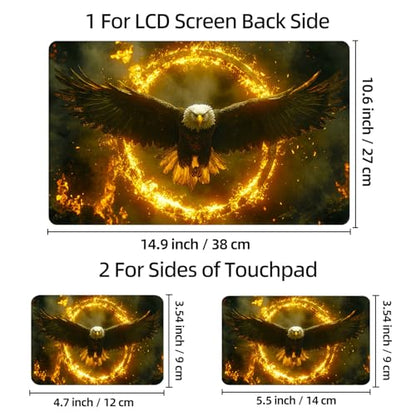 Universal Laptop Skin Sticker Decal, 12"-15.6" Aesthetic Vinyl Wrap, Eagle Fire Ring Epic Waterproof Notebook Cover Art Protector for MacBook HP Dell Lenovo, Fits 13" 14" 15" 15.6" - color: Eagle Fire Ring Epic