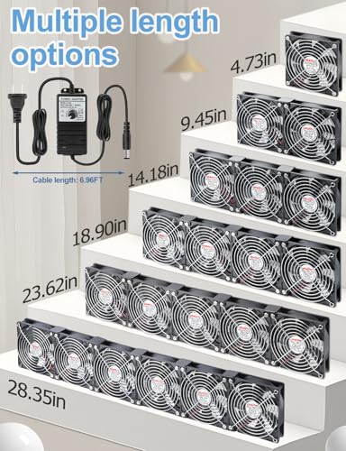 Wathai 120mm x 6 Small Box Computer Fan with AC 110V 240V Speed Controller | Dual Ball with Variable Speed Controller for Server Rack, Greenhouse, Basement, Window Exhaust Cooling Ventilation - style: 6x120mm fan