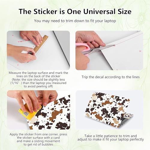Laptop Skin Sticker Decal, Universal Reusable Vinyl Laptop Cover for 12" 13" 13.3" 14" 15" 15.4" 15.6" Notebook PC, Waterproof Scratch-Resistant with 2 Wrist Pads, Easy to Apply & Remove,Art Cow Print - color: Art Cow Print