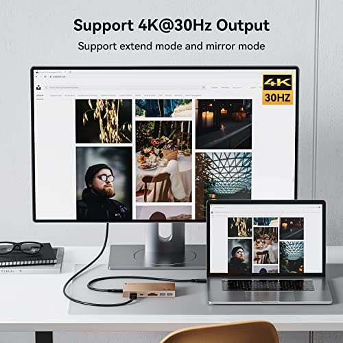Yottamaster Aluminum USB C Hub with M.2 NVMe SSD Enclosure, 10-in-1 USB C Docking Station 10Gbps for NVMe PCI-E M.2 SSD, Support 100W Charging, 4K HDMI, RJ45, 4 USB Ports, Audio, SD/TF Card Reader