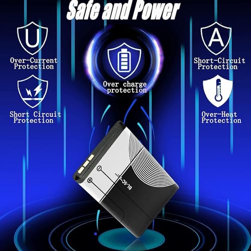 BL-5C 3.7V 1000mAh Rechargeable Battery Suitable for Household Radio with Current Protection 2 Pieces (Black) - size: 2 Count (Pack of 1)