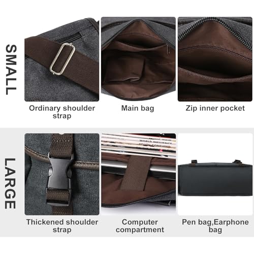 Messenger Bag Men,Waterproof Crossbody Bag,Satchel Shoulder Bag | Waterproof - color: A-black-large
