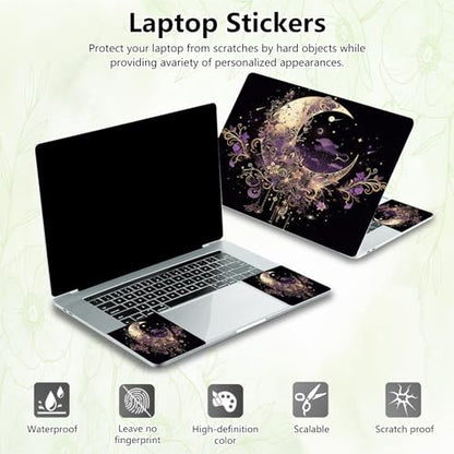 Laptop Skin Sticker Decal, Universal Reusable Vinyl Laptop Cover for 12" 13" 13.3" 14" 15" 15.4" 15.6" Notebook PC, Waterproof Scratch-Resistant with 2 Wrist Pads, Easy to Apply & Remove,Art Moon - color: Art Moon