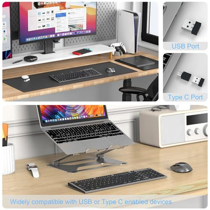 Rechargeable Wireless Keyboard and Mouse, with Number Pad Grey | Quiet Silent, Slim Thin Flat Low Profile Soft Key, USB C, with Skin Cover, Ergonomic Mouse, for Mac Windows PC, Home Office - color: Black Grey