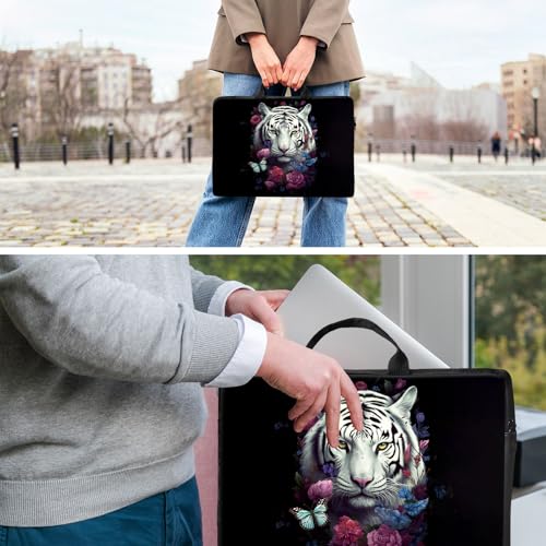 Laptop Bag,14 15 15.6 inch Laptop Case Sleeve,Computer Sleeve with Handle for Women Men,Carrying Case for MacBook,Dell,Lenovo,Notebook Computer,Cute White Tiger - color: Cute White Tiger