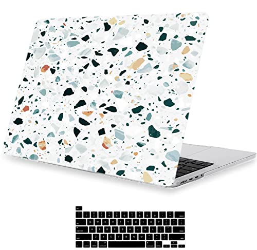 LanBaiLan Compatible with MacBook Pro 14 inch 2021-2024 Release Model M4 A3112 A3185 A3401 M3 A2918 A2992 M2 A2779 M1 A2442, Protective Case & Keyboard Cover, Marble Terrazzo - color: Marble Terrazzo