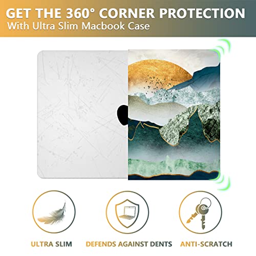 CISSOOK Compatible with MacBook Pro 14 inch Case M5 M4 M3 M2 M1 2026-2021 | A3434 A3427 A3426 A3112 A3185 A3401 A2918 A2992 A2779 A2442, 5in1 Set Anti-Scratch Hard Shell Case Keyboard Cover, Mountain - color: 14inch-Green golden mountains by sunset