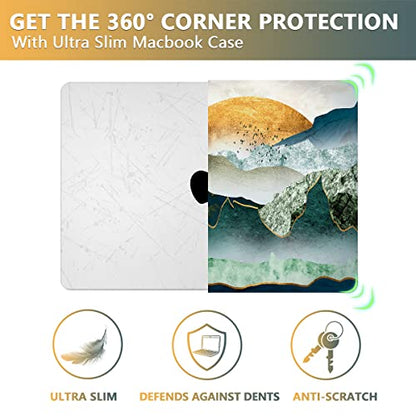 CISSOOK Compatible with MacBook Pro 14 inch Case M5 M4 M3 M2 M1 2026-2021 | A3434 A3427 A3426 A3112 A3185 A3401 A2918 A2992 A2779 A2442, 5in1 Set Anti-Scratch Hard Shell Case Keyboard Cover, Mountain - color: 14inch-Green golden mountains by sunset