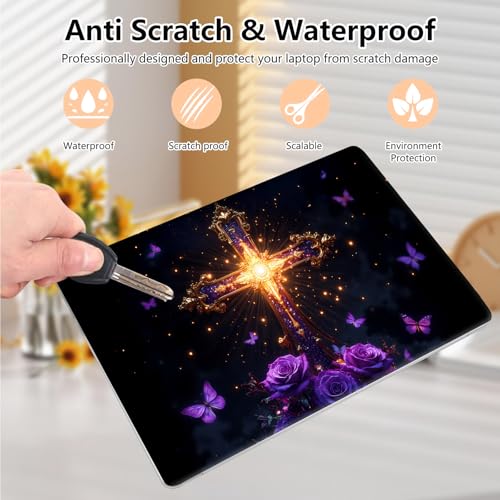 Laptop Skin Sticker Decal 15.6 Inch,12 13 13.3 14 15 15.6 in Laptop Netbook Skins for Notebook,Art Decal Removable Waterproof Scratch Resistant,Universal Vinyl Cover,Glitter Cross Flower - color: Glitter Cross Flower