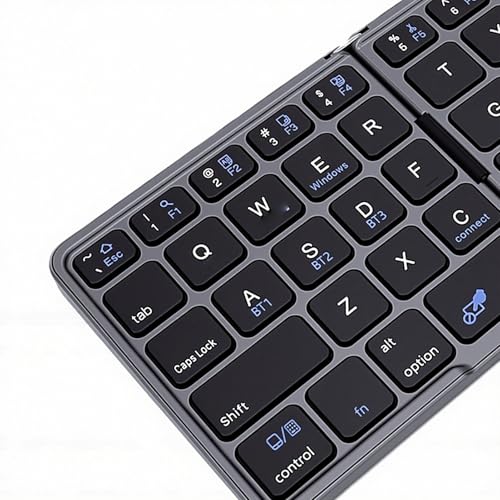 Foldable Keyboard, 2 in 1 3 Fold Wireless Bluetooth Keyboard with Touchpad and Numeric Keypad Portable Travel Rechargeable for Tablet, Laptop