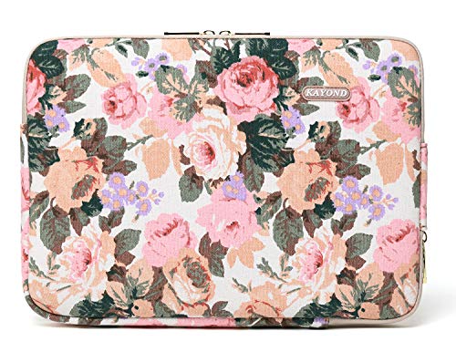 Kayond Canvas Water-Resistant KAYOND Nylon Fabric 15.6 Inch Laptop Sleeve case for 15 inch 15.4 inch 15.6 inch Notebook Computer (15-15.6 inch, White Camellia) - color: White Camellia, size: 15-15.6 inch