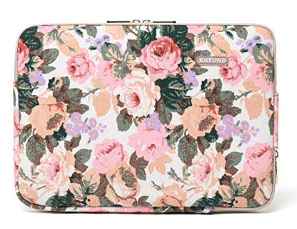 Kayond Canvas Water-Resistant KAYOND Nylon Fabric 15.6 Inch Laptop Sleeve case for 15 inch 15.4 inch 15.6 inch Notebook Computer (15-15.6 inch, White Camellia) - color: White Camellia, size: 15-15.6 inch