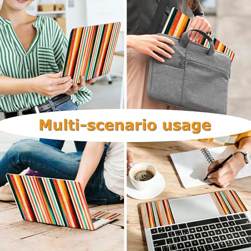 Universal Laptop Skin Sticker with 2 Wrist Pad Decals, 3-Piece Removable Vinyl Laptop Cover, Colorful Vertical Stripes Waterproof Anti-Scratch, Easy-Trim Fit for 13.3" 14" 15.6" Laptops - color: Colorful Vertical Stripes