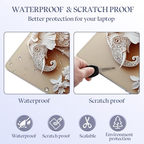 Universal Laptop Skin Sticker Decal,15.6 Inch Laptop Vinyl Cover for 13" 14" 15.6" Laptop,Scratch-Resistant Waterproof Protector Wrap,Reusable with Wrist Pads,Elephant Carving Painting - color: Elephant Carving Painting