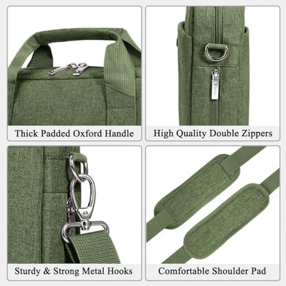 Voova 17.3-17 Inch Laptop Bag, Computer Bag, MacBook Bag, Army Green | Expandable splash-proof 17.3-inch laptop messenger bag with removable strap; fits MacBook, HP, Dell, Lenovo and Asus - color: Army Green, size: 17-17.3 Inch