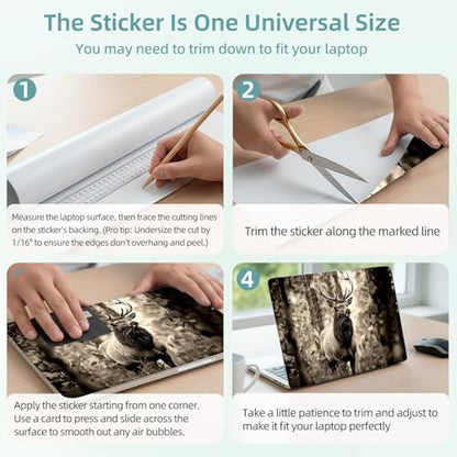 Universal Laptop Skin Decal, 3-Piece Vinyl Protector for 12 13 14 15.6" Notebook, Waterproof Anti-Scratch, Easy Trim & Bubble-Free Finish, Elk in the Woods - color: Elk in the Woods