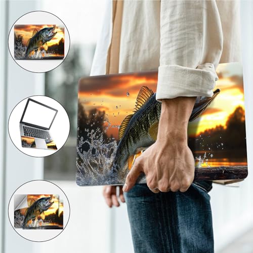 Universal Laptop Skin, DIY Cut-to-Fit Vinyl Cover Compatible with HP, Dell, Lenovo, Mac (13.3" to 15.6"), Anti-Scratch, No Residue & Bubble-Free Protective Decal Sticker, Bass Fishing Sunset - color: Bass Fishing Sunset