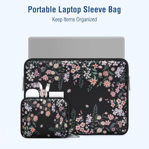MOSISO Laptop Case 13.3 inch, 13-14 inch Laptop Sleeve Compatible with MacBook Neo/Air 13.6/Pro 13/Pro 14, HP Dell ASUS Lenovo, Neoprene Computer Sleeve Bag with Small Case, Swaying Blooms