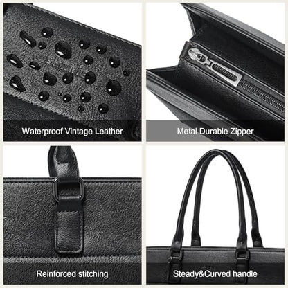 15.6 Inch Laptop Tote Bag with Clutch Purse for Women | Water-Resistant Vegan Leather Computer Briefcase with Satchel Purse,Professional Business Tote,Casual Handbag,Work Office - color: Two-tone Black