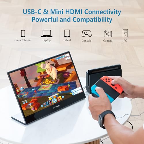 INNOCN 15.6 inch Portable Monitor Touchscreen | 1080P | HDMI, USB C HDMI | for MacBook, Windows, Tablets, Android, Chrome, PS4, Switch, Mini PC | 400Nits | 100% sRGB - style: with Foldable Stand