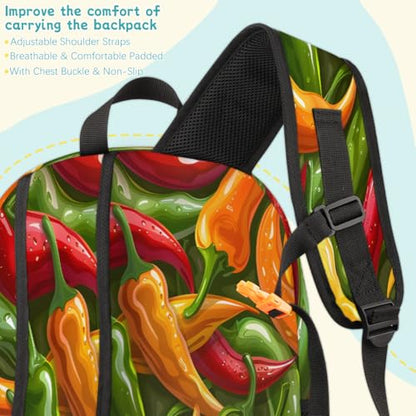 Vegetables Laptop Backpack for Women Men, 18.3 Inch Travel Work Backpacks, Chili Peppers Waterproof Computer Casual Daypack Nurse Teacher Bags - color: Multicolor 20