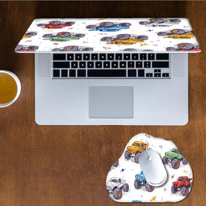 Laptop Skin Sticker Decal 15-15.6 Inch with Cute Mouse Pad, Universal Reusable Vinyl Sticker for 12.1 13 13.3 14 15.4 Inch Netbook and Notebook PC, Monster Truck Pattern - color: Monster Truck Pattern