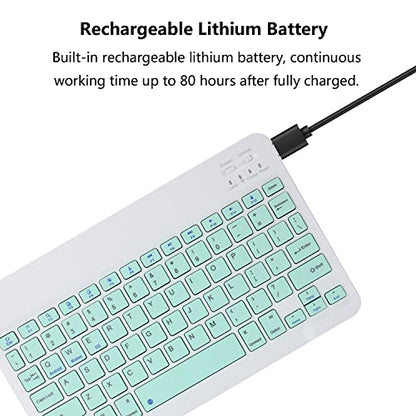 Ultra-Slim Rechargeable Bluetooth Keyboard Portable Wireless Keyboard for iPad A16 11th 10th Generation, iPad Pro iPad Air iPad Mini iPhone, Android Samsung Galaxy Tablet Smartphone Cell Phone (Green) - color: Green