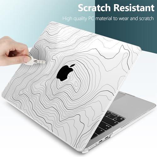 for MacBook Air 13 Inch (13.6 Inch) Case, M5/M4/M3/M2 Chip 2026 2025 2024 2023 2022, Hard Plastic Printed Cover with Screen Protector & Keyboard Cover & Dust Plugs, Clear Maps - color: Clear Maps
