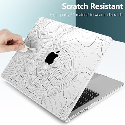 for MacBook Air 13 Inch (13.6 Inch) Case, M5/M4/M3/M2 Chip 2026 2025 2024 2023 2022, Hard Plastic Printed Cover with Screen Protector & Keyboard Cover & Dust Plugs, Clear Maps - color: Clear Maps