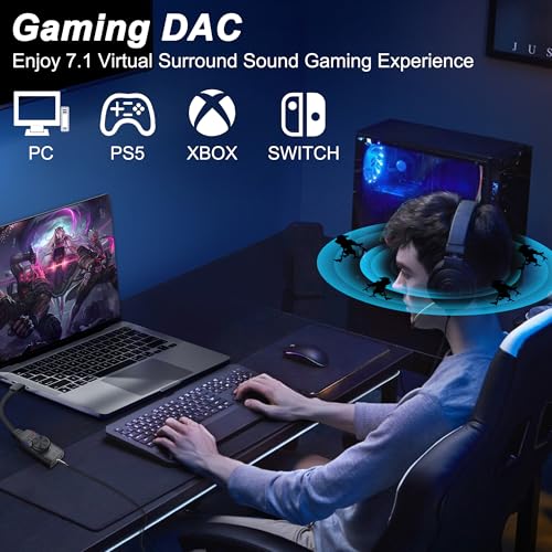 MEIRIYFA External USB Sound Card Virtual 7.1 Surround Sound USB 2.0 Sound Card Adapter for PC with Volume Control, USB to 3.5mm Jack Audio Adapter Cable Plug and Play