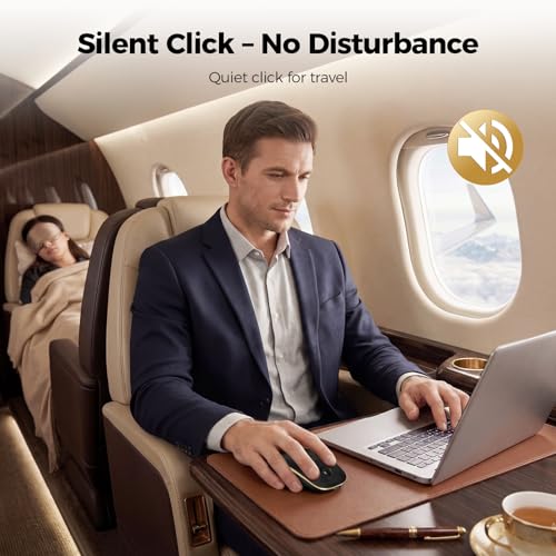 TECKNET Rechargeable Slim Portable Silent Computer 2.4 GHz Wireless Mouse | Lightweight Ambidextrous with Nano Receiver, 4000 DPI Optical Tracking 90-Day Battery Life, Compatible with PC, Mac, Laptop - color: Black gold