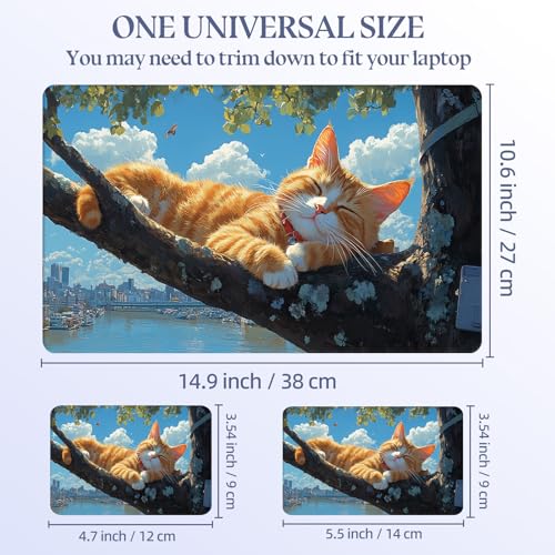 Universal Laptop Skin Sticker Decal,15.6 Inch Laptop Vinyl Cover for 13" 14" 15.6" Laptop,Scratch-Resistant Waterproof Protector Wrap,Reusable with Wrist Pads,Riverview Napping Cat - color: Riverview Napping Cat