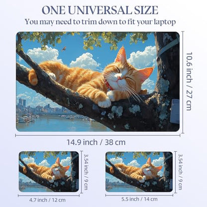 Universal Laptop Skin Sticker Decal,15.6 Inch Laptop Vinyl Cover for 13" 14" 15.6" Laptop,Scratch-Resistant Waterproof Protector Wrap,Reusable with Wrist Pads,Riverview Napping Cat - color: Riverview Napping Cat