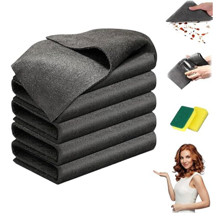 10 Pack Thickened Magic Cleaning Cloth for Stainless Steel, Thickened Dual-Sided Magic Cleaning Cloth, For Streak Free Cleaning, Glass, Windows, Kitchen Appliances, Reusable Absorbent Towels (5PC) - color: 5pc