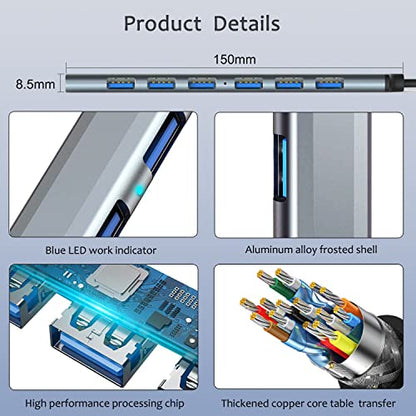 USB Hub 3.0 with 7 Ports, VIENON Aluminium USB 3.0 Hub USB Splitter Extender for for Laptop, PC, MacBook, Mac Pro, Mac mini, iMac, Surface Pro and More - style: Aluminium 7-Port