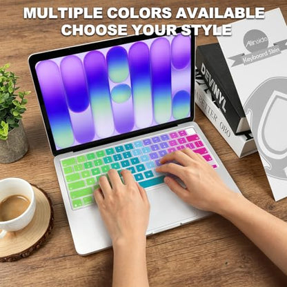 Allinside Keyboard Cover for 2026 MacBook Neo 13-inch A3404 (A18 Pro) & MacBook Air 13"/15" and MacBook Pro 14"/16" (M5 Chip), Premium Silicone Keyboard Protector Skin, US ANSI Layout, Rainbow - color: Rainbow