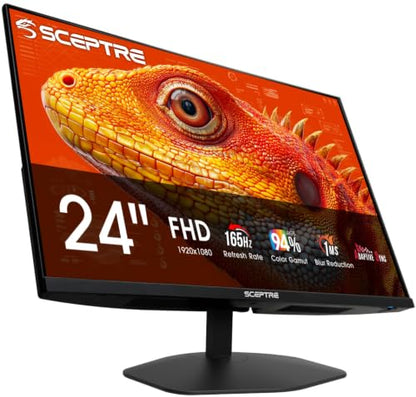 New! Sceptre 24-inch Prime Gaming Monitor DisplayPort x2 165Hz HDMI x2 165Hz Build-in Speakers, Machine Black 2027 (E248B-FW165T Series) - size: 24