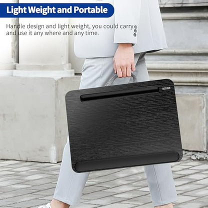 Besign LT08 Laptop Stand, Portable Lap Desk with Pillow Cushion, Fits up to 14 inch Laptop, with Anti-Slip Strip for Desk, Sofa & Bed, Black and Gray - color: Black and Gray