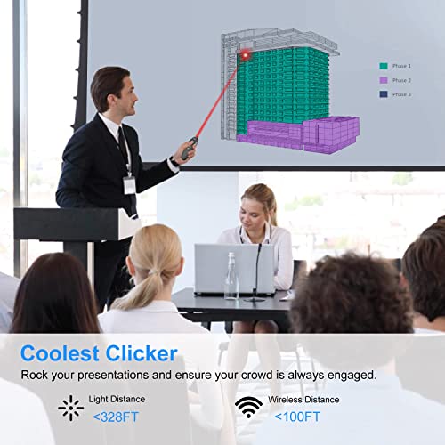 (4 Units) Wireless Presentation Clicker for PowerPoint, Wireless Presenter Remote with Laser Pointer Slide Clickers for Mac/Windows/Linux, Computer/Laptop, Google Slide/PPT/Keynote - style: 4 Units