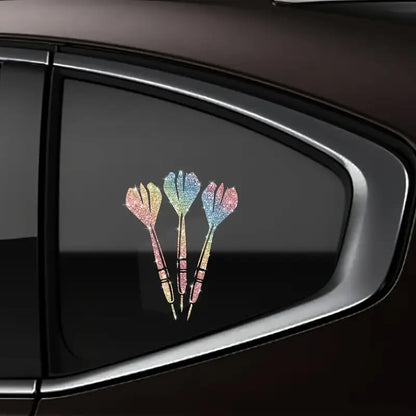 2pcs Darts Flower Sparkling Sunflower Self-Adhesive PVC Rainbow Glittery Decal Sticker for Cars, Laptops, Trucks, Motorcycles Wall Window Luggage Scratch Cover Door Multi-Surface Decor Sticker