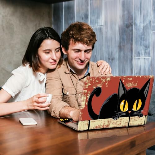 Universal Laptop Skin Sticker Decal, Compatible with MacBook HP Dell Lenovo 12"-15.6", Reusable Vinyl Notebook Cover 3PCS Set, High-Recognition Film-Cartoon cat Red wall - color: Cartoon cat Red wall