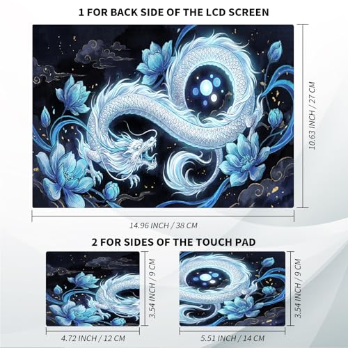 Universal Laptop Skin, DIY Cut-to-Fit Vinyl Cover Compatible with HP, Dell, Lenovo, Mac (13.3" to 15.6"), Anti-Scratch, No Residue & Bubble-Free Protective Decal Sticker, Ice Dragon Lotus - color: Ice Dragon Lotus