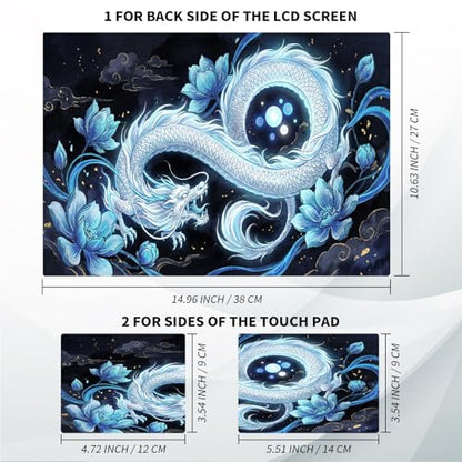 Universal Laptop Skin, DIY Cut-to-Fit Vinyl Cover Compatible with HP, Dell, Lenovo, Mac (13.3" to 15.6"), Anti-Scratch, No Residue & Bubble-Free Protective Decal Sticker, Ice Dragon Lotus - color: Ice Dragon Lotus