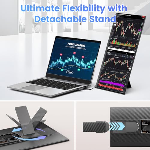 Teamgee 15.6" Laptop Screen Extender, Slim & Lightweight Portable Monitor for Laptop (Fits 13-17"), Full HD IPS, 360° Rotating Stand, USB-C Plug & Play, RGB Lighting, Thin Bezels - size: Dual 15.6"