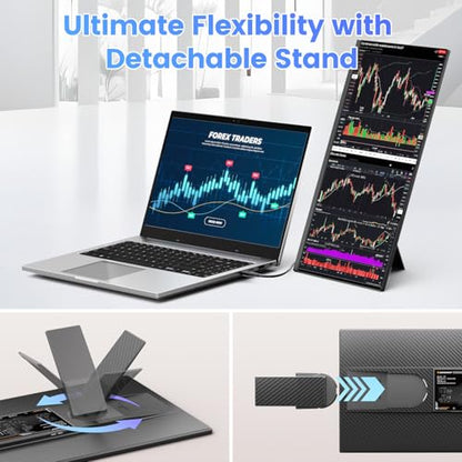 Teamgee 15.6" Laptop Screen Extender, Slim & Lightweight Portable Monitor for Laptop (Fits 13-17"), Full HD IPS, 360° Rotating Stand, USB-C Plug & Play, RGB Lighting, Thin Bezels - size: Dual 15.6"