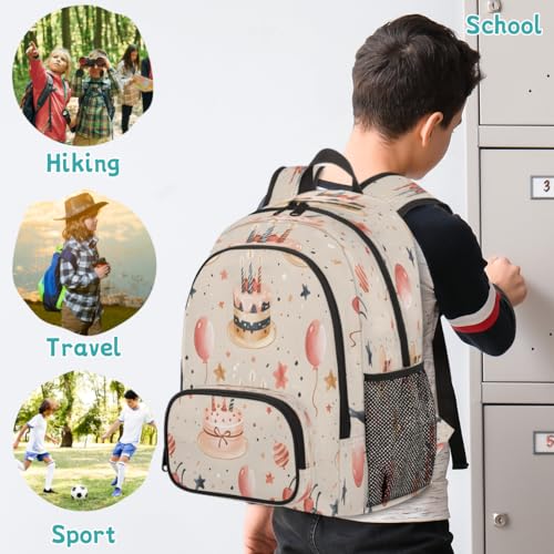 Happy Birthday Laptop Backpack for Women Men, 18.3 Inch Travel Work Backpacks, Cute Cake Waterproof Computer Casual Daypack Nurse Teacher Bags - color: Multicolor 18
