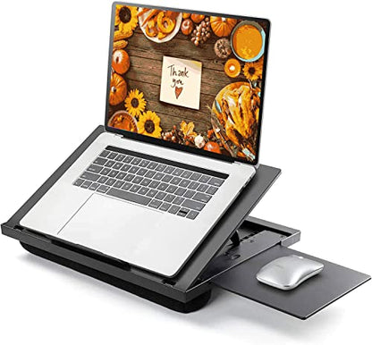 Lap Desk - Lap Desk for Laptop w/ Mouse Pad, Computer Lap Desk w/ Dual Cushions, Laptop Stand for Car 6 Adjustable Angles, Fits Up to 15.6" Laptops, Lap Writing & Drawing Board for Sofa & Bed